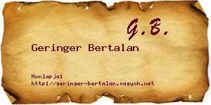 Geringer Bertalan névjegykártya